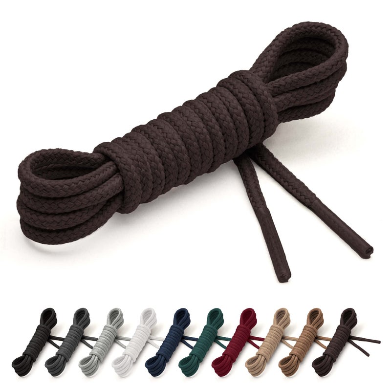 Benchmark Basics 30" Dark Brown Dress Shoe Laces - Round Waxed Shoestrings for Shoes & Boots - 1/10" (2.5mm) Diameter - 1 Pair - Image 1
